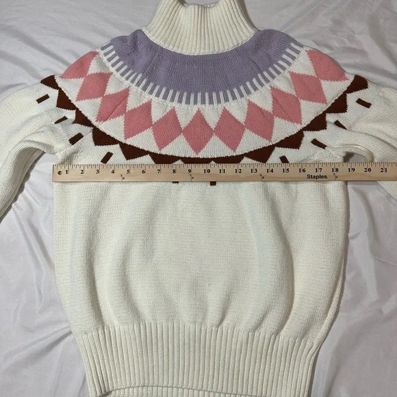 Free Assembly Cream Sweater with Pink and Purple Patterns- Cotton & Wool - Picture 6 of 15